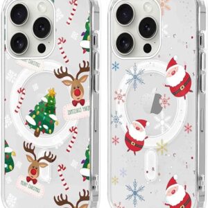 Magnetic Case 6.3 Inch [Compatible with MagSafe], Christmas Transparent Mobile Phone Case, Santa Claus Christmas Clear Protective Case, Christmas